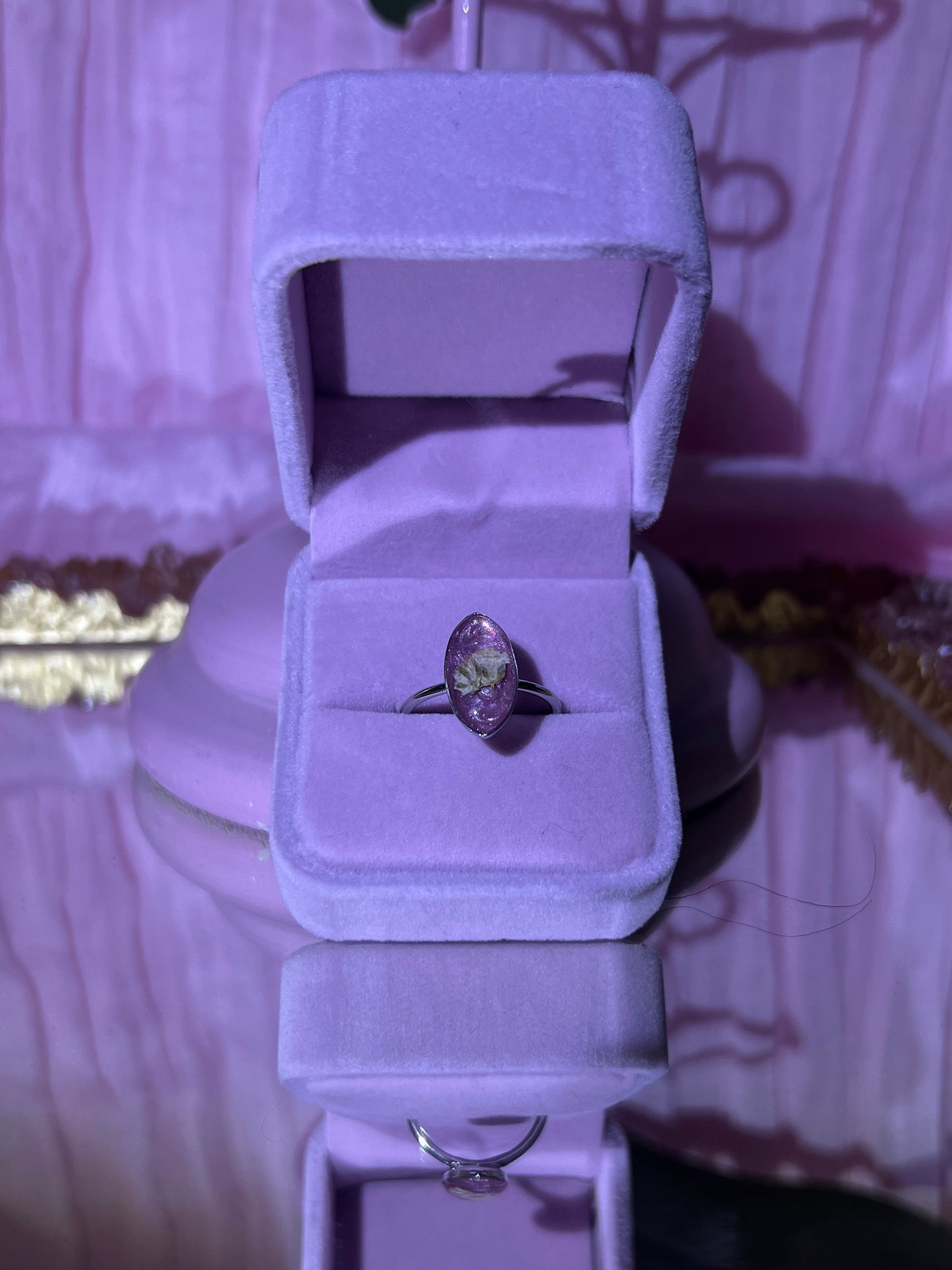 Marquise Shaped Real Flower Rings