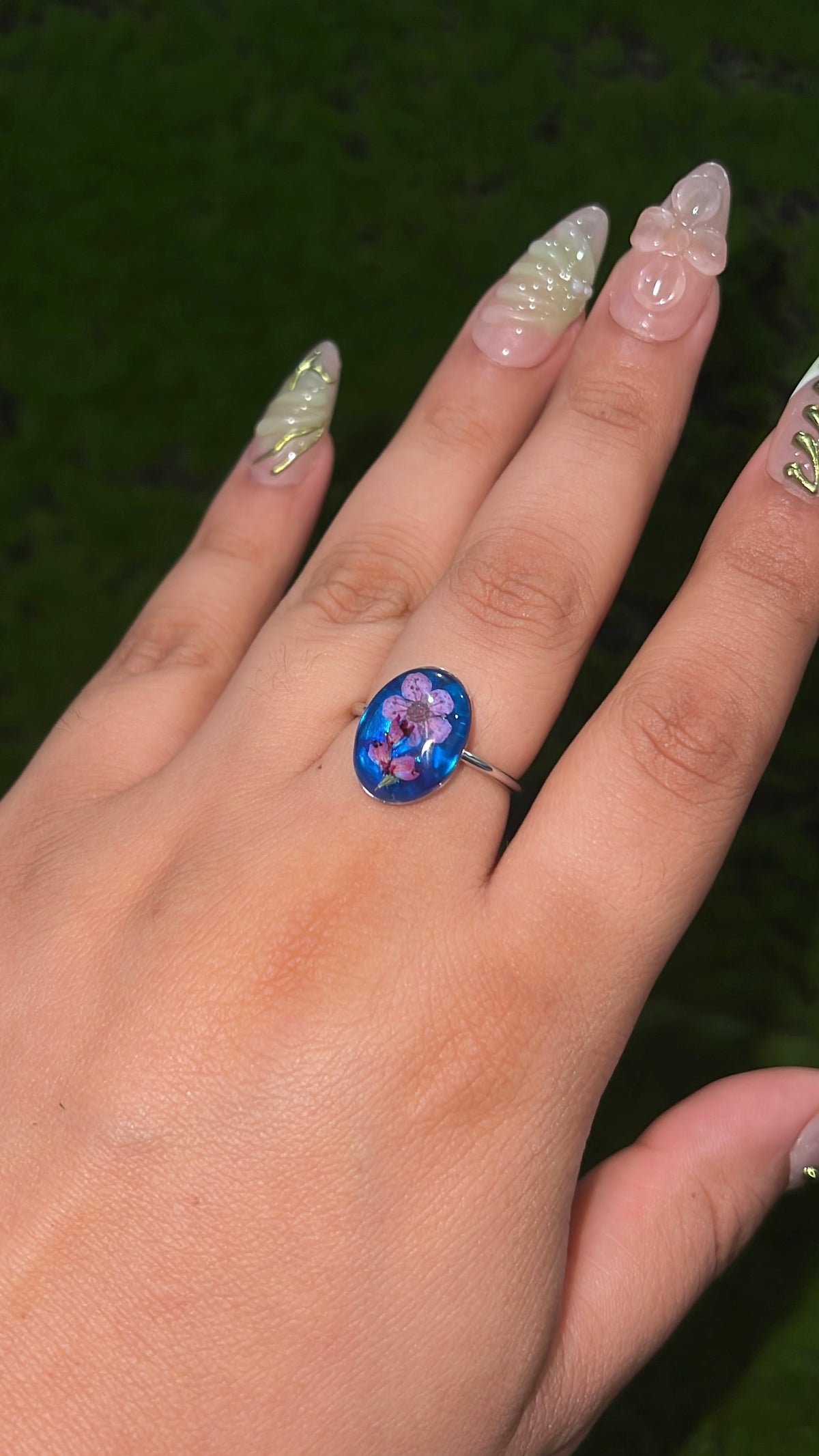 Ocean 2 Real Flower Ring