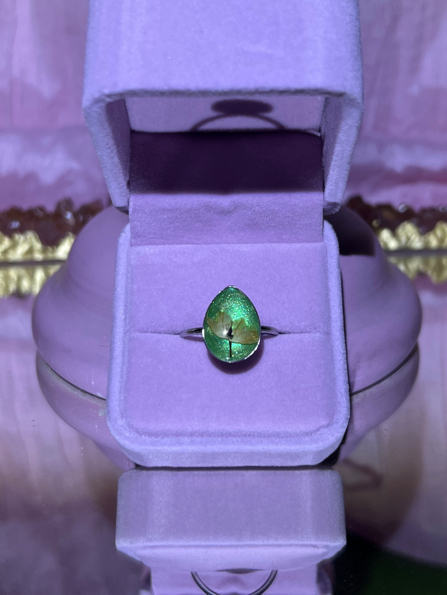 Tear Drop Real Flower Rings