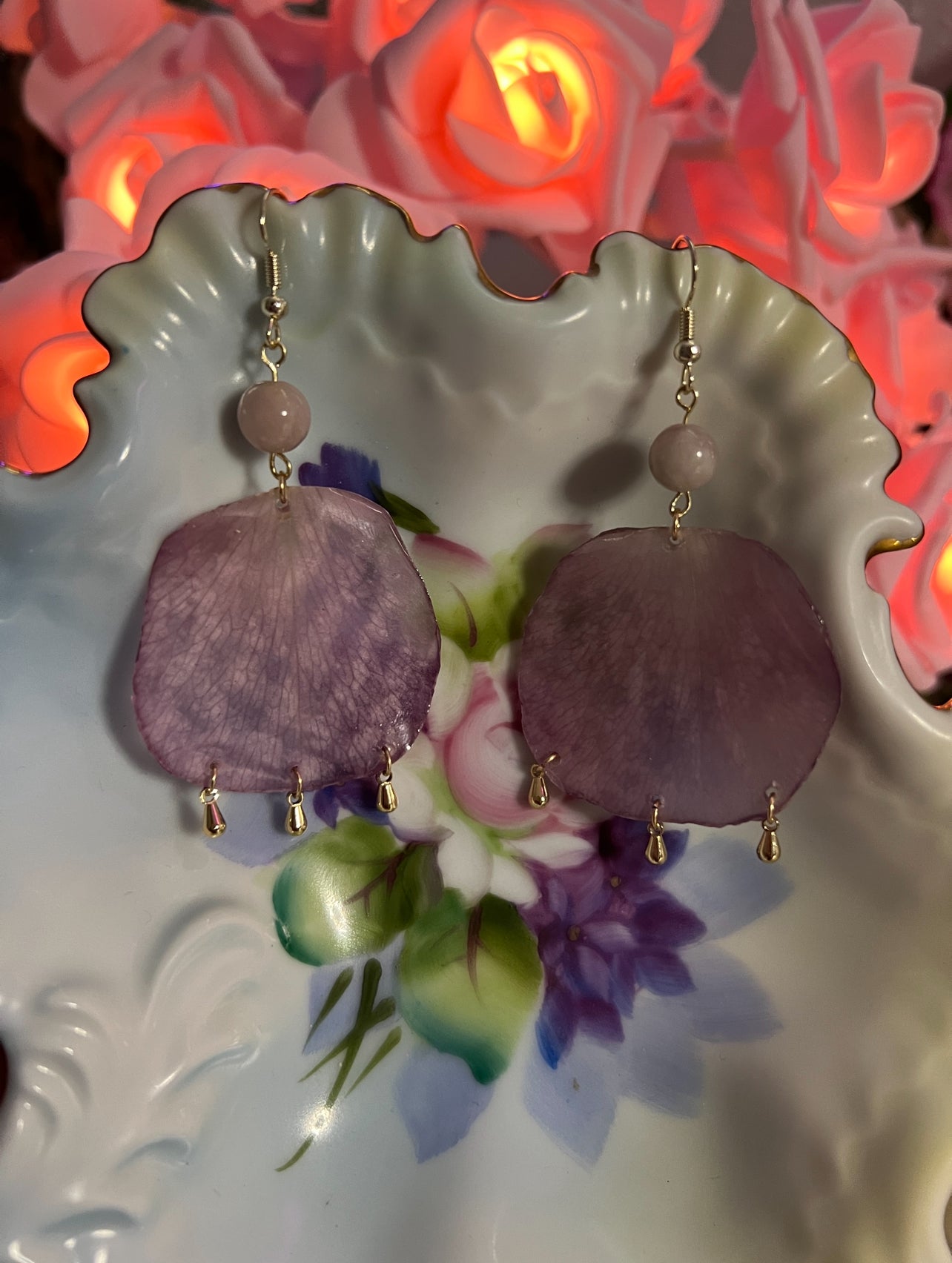 Lavender Rose Earrings