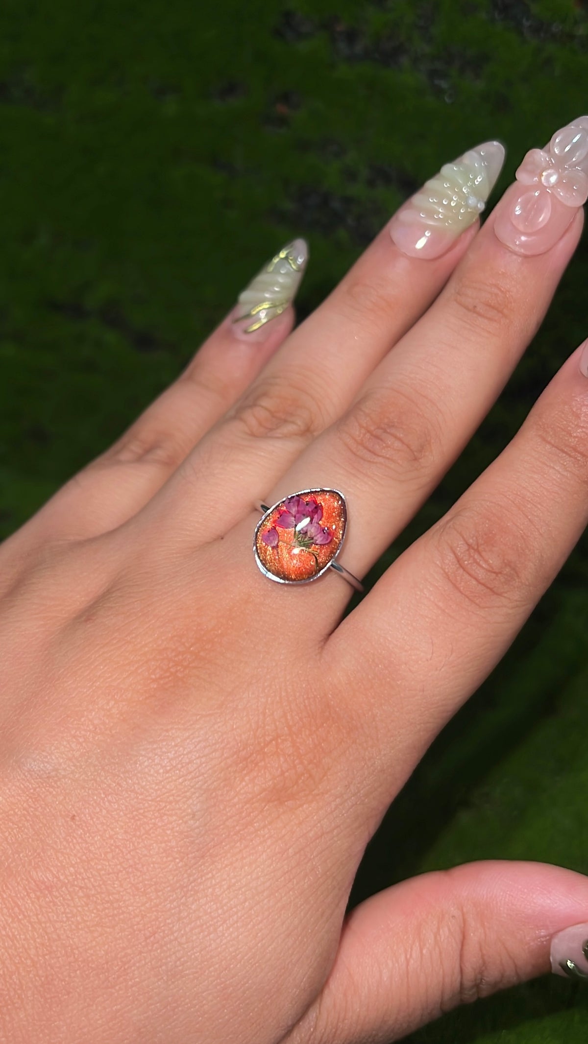 Bronze Flower Delight Real Flower Ring