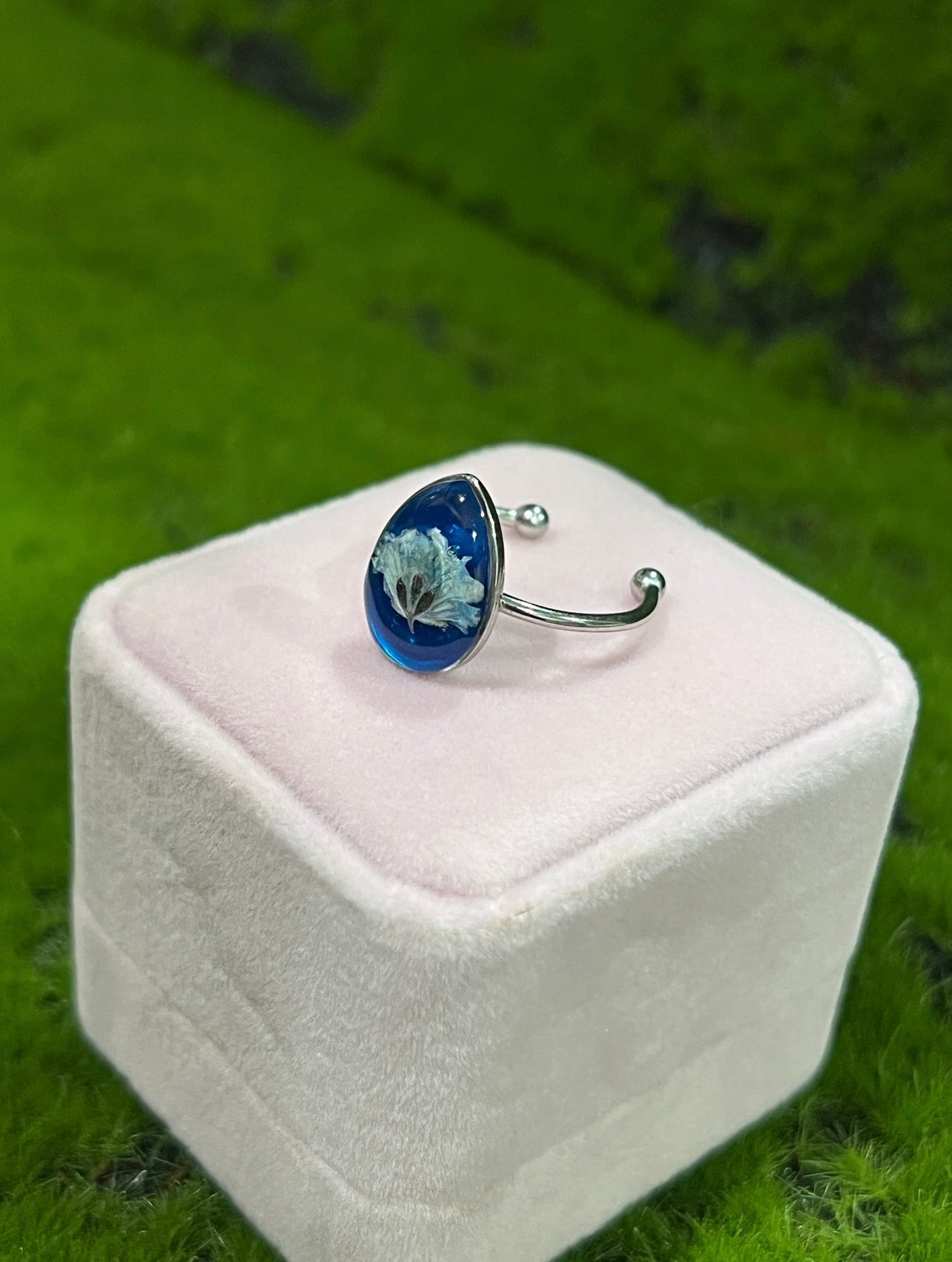 Blue Radiance Real Flower Ring