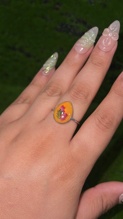 Tequila Sunrise Real Flower Ring