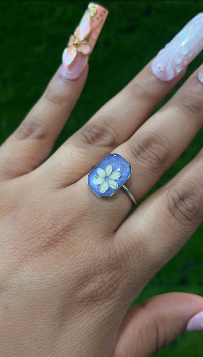 Cloudy Skies Real Flower Ring