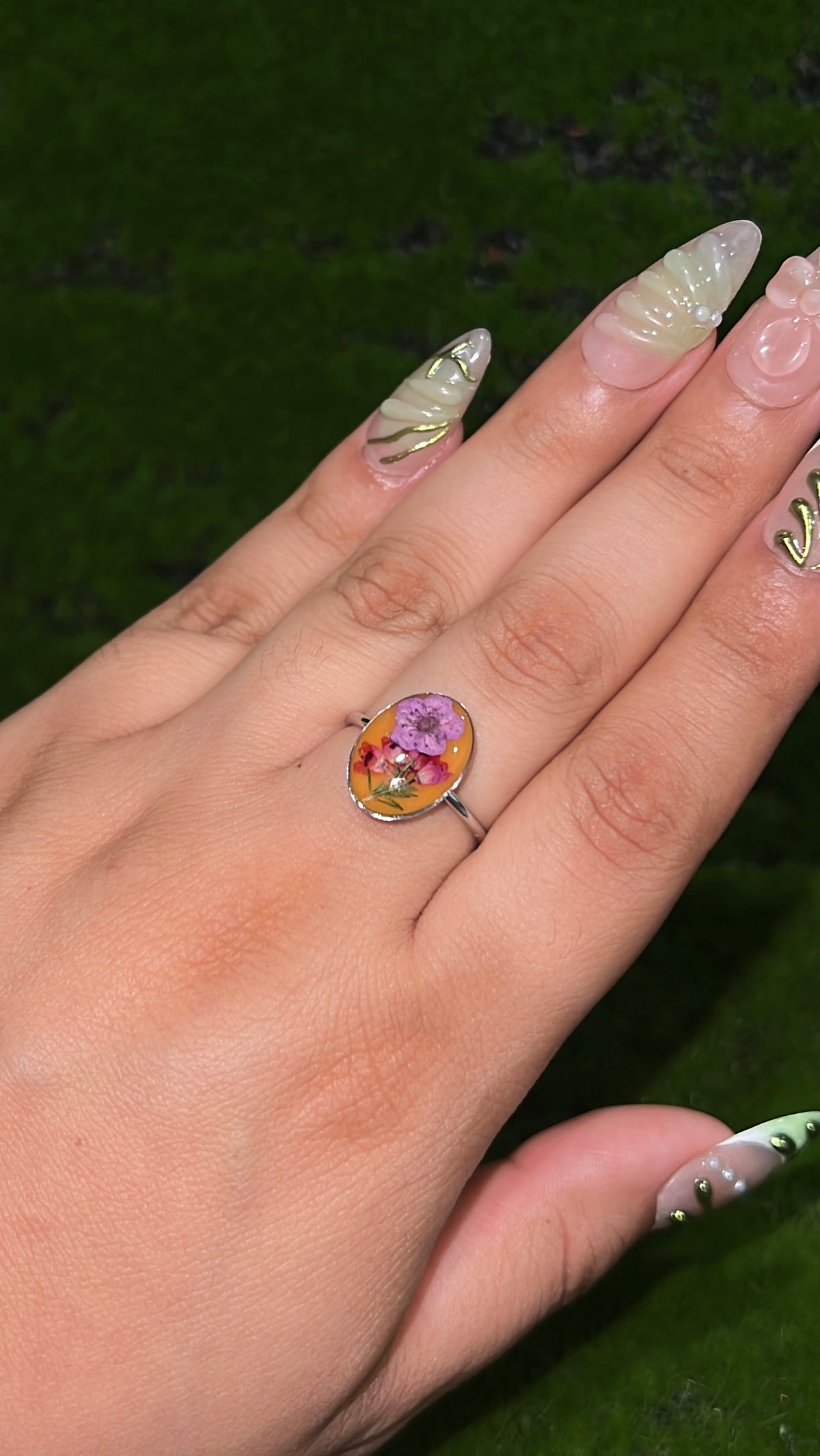 Fall Foliage Real Flower Ring