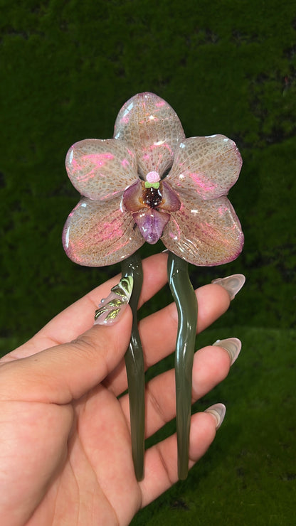 Fairy Garden Real Orchid Hair Pin
