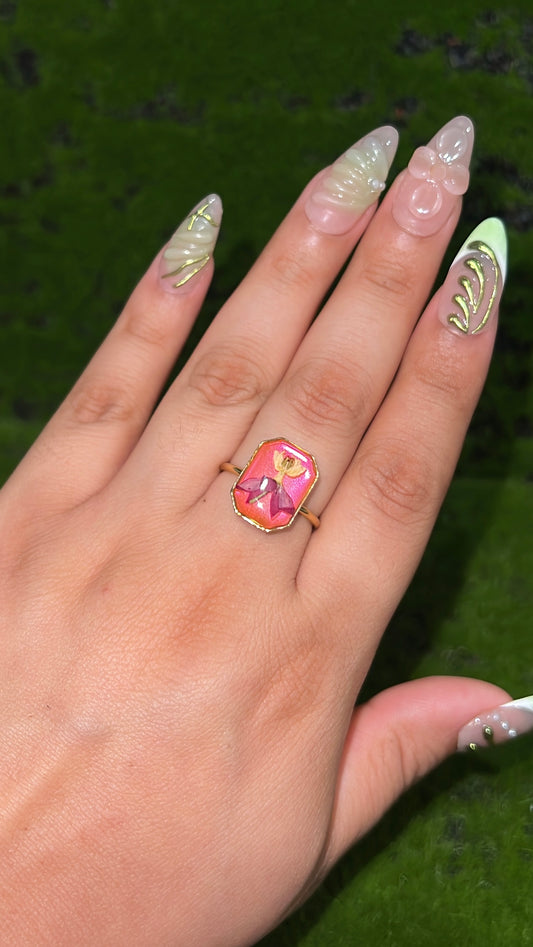 Pink Ballerina Real Flower Ring