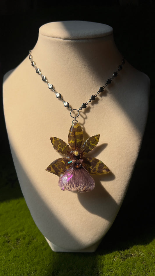 Fanged Fairy Real Orchid Necklace