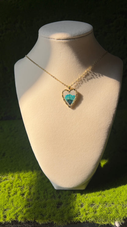 Turquoise Dream Flower Heart Necklace