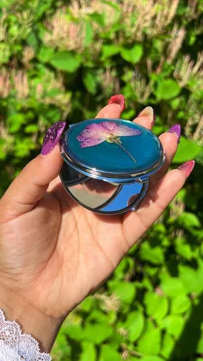 Lost in the Ocean Real Flower Compact Mirror