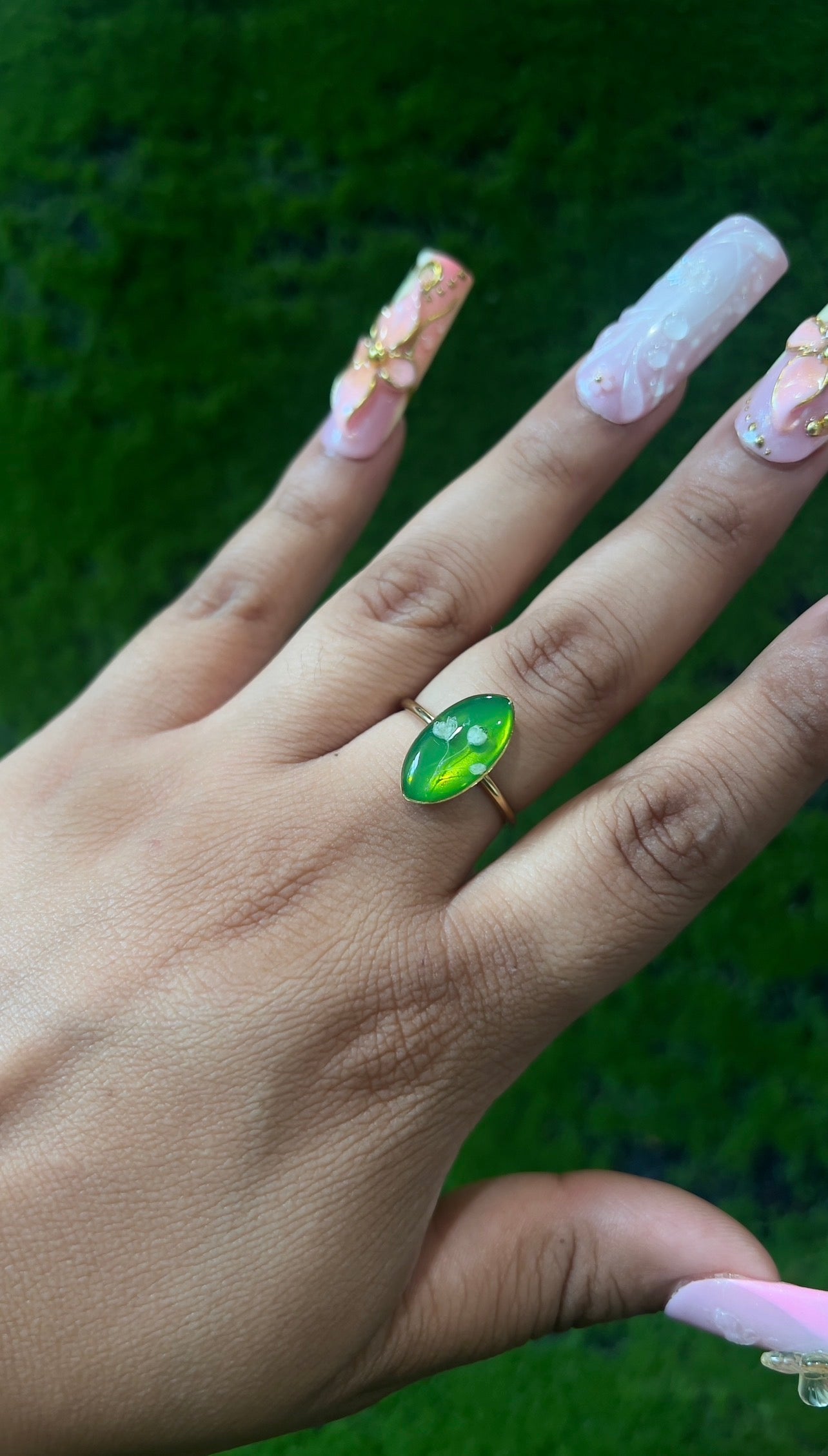 Flowering Green Apple Real Flower Ring