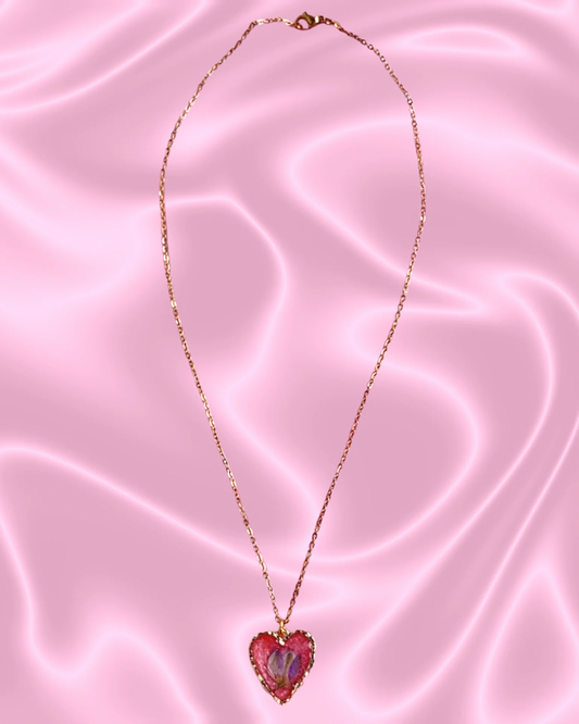 Dragonfruit Sunrise Heart Necklace