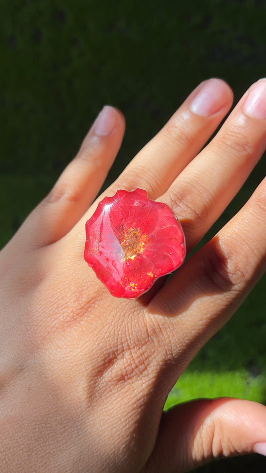 Rose Red Real Flower Ring