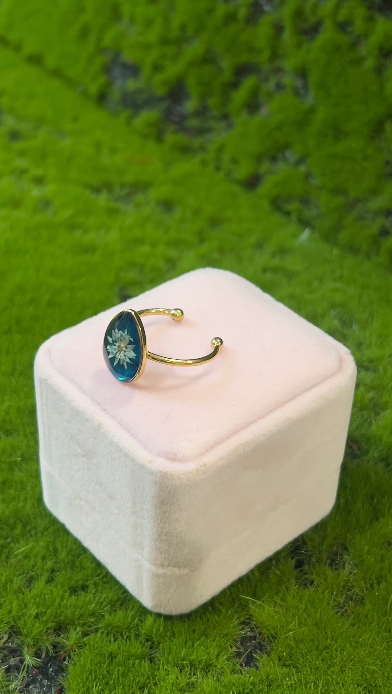 Blue Hue Real Flower Ring