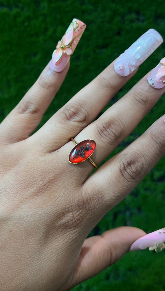 Goth Bouquet Real Flower Ring