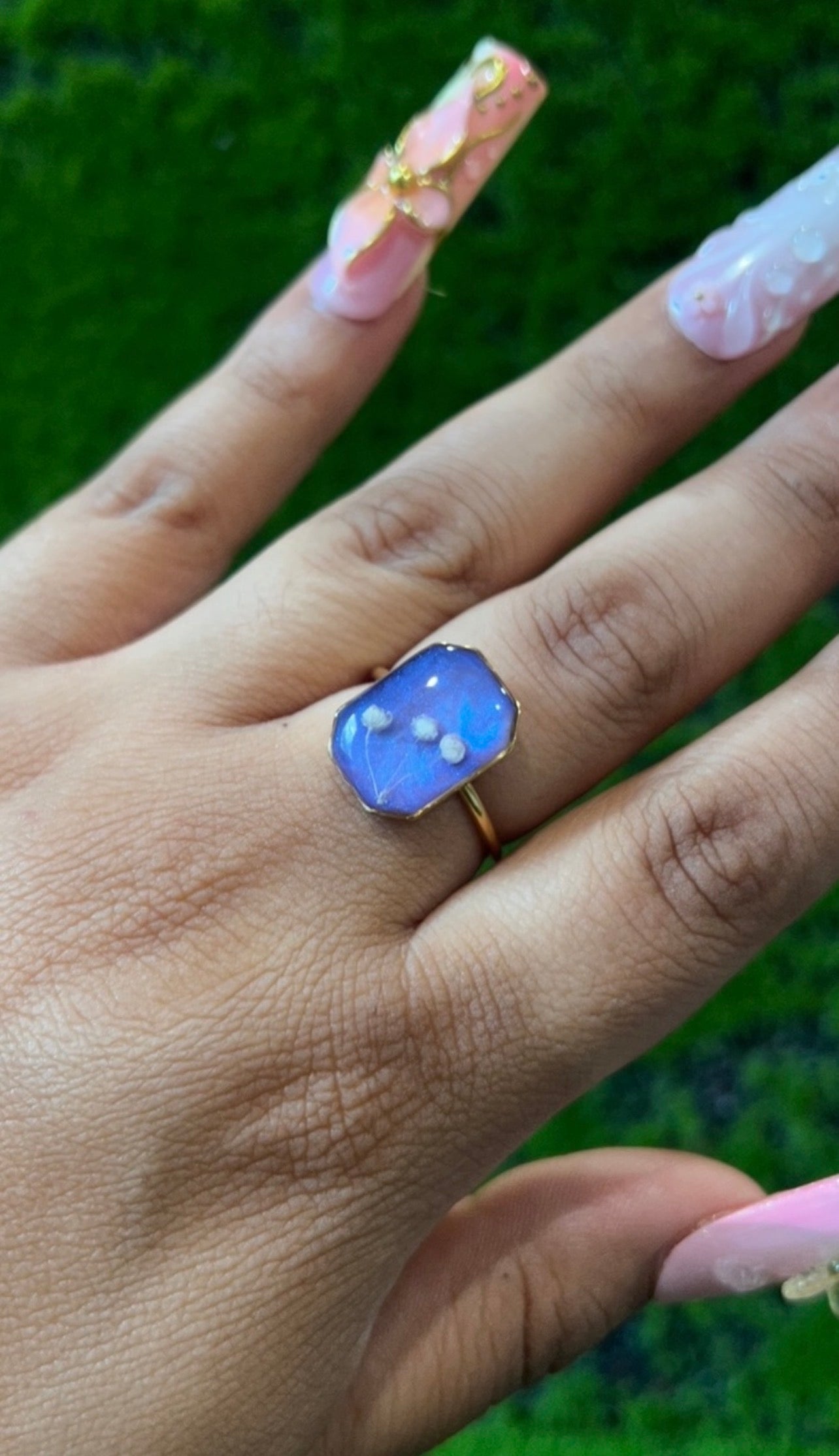 Flower in Space Real Flower Ring