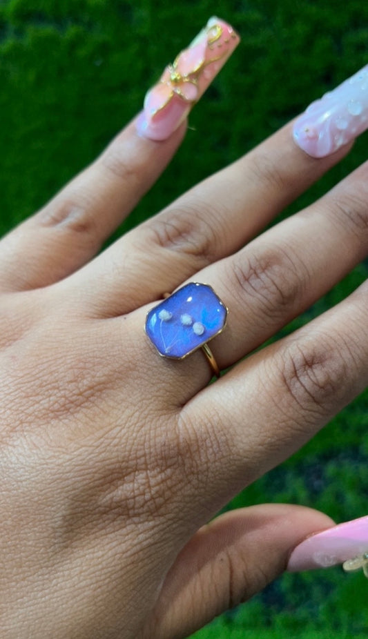 Flower in Space Real Flower Ring