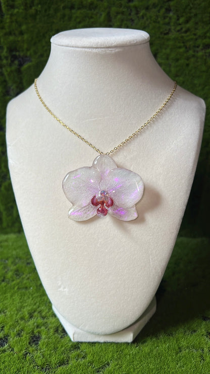 Freckled Buttercup Real Orchid Necklace