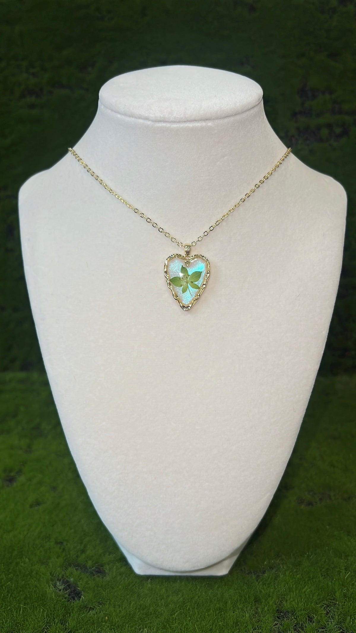 Forest Fairy Real Flower Heart Necklace