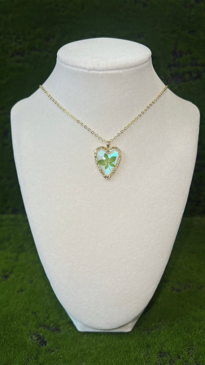 Forest Fairy Real Flower Heart Necklace