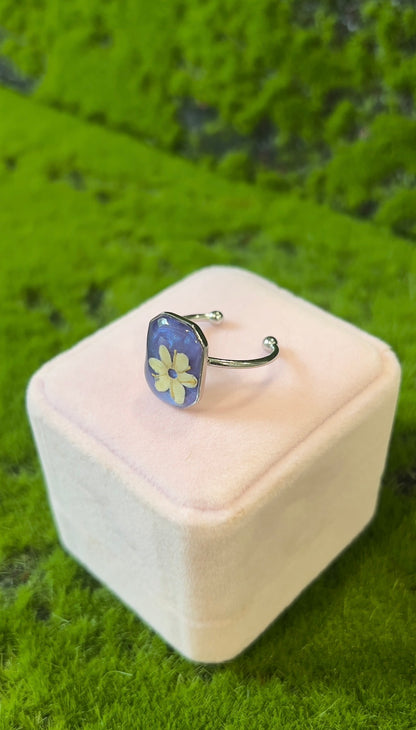 Cloudy Skies Real Flower Ring