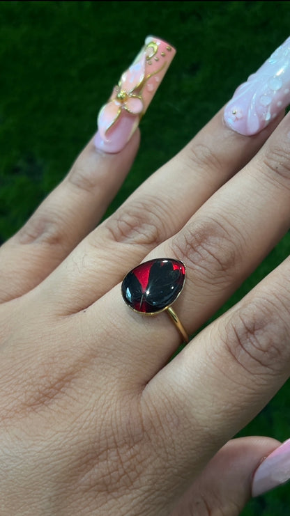 Dark Moonlight Real Leaf Ring