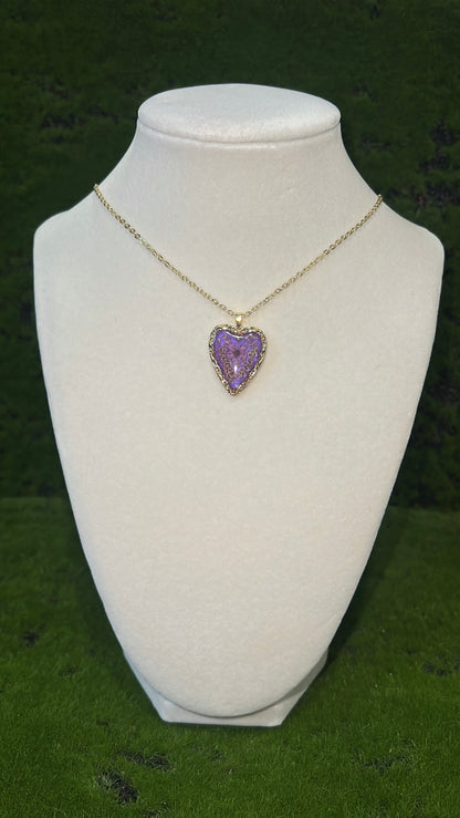 Flower Sorbet Real Flower Heart Necklace