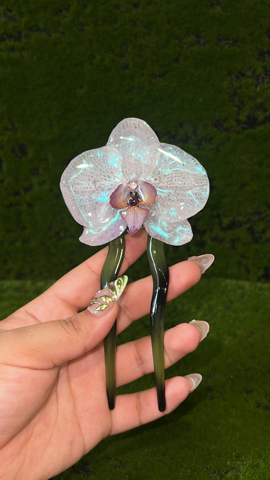 Sea Moss Real Orchid Hair Pin