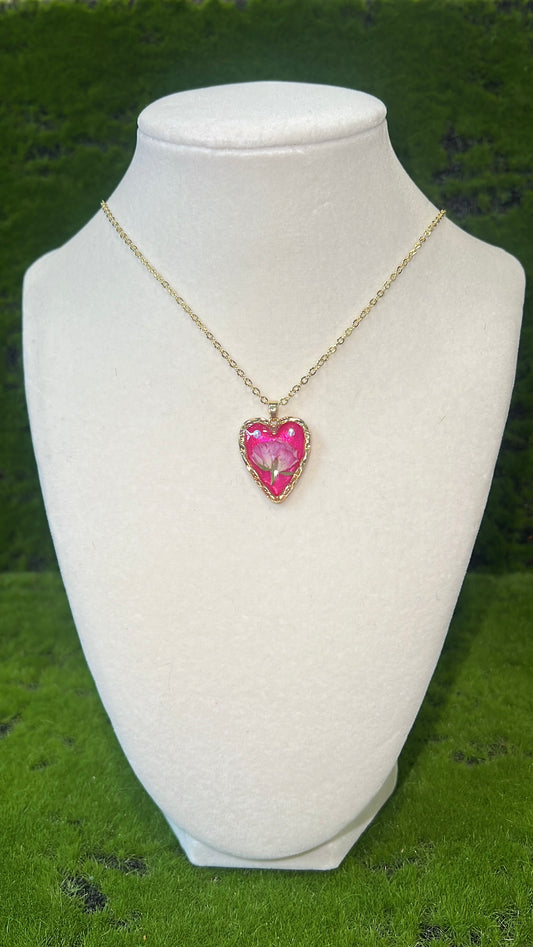Dreamy Real Flower Heart Necklace
