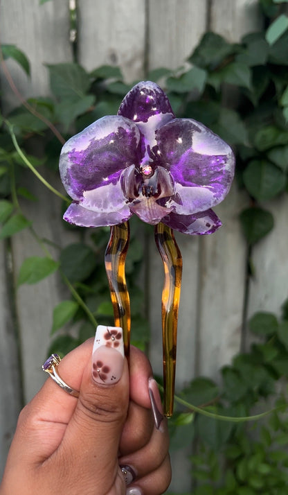 Amethyst Mine Real Orchid Hair Pin (Med)