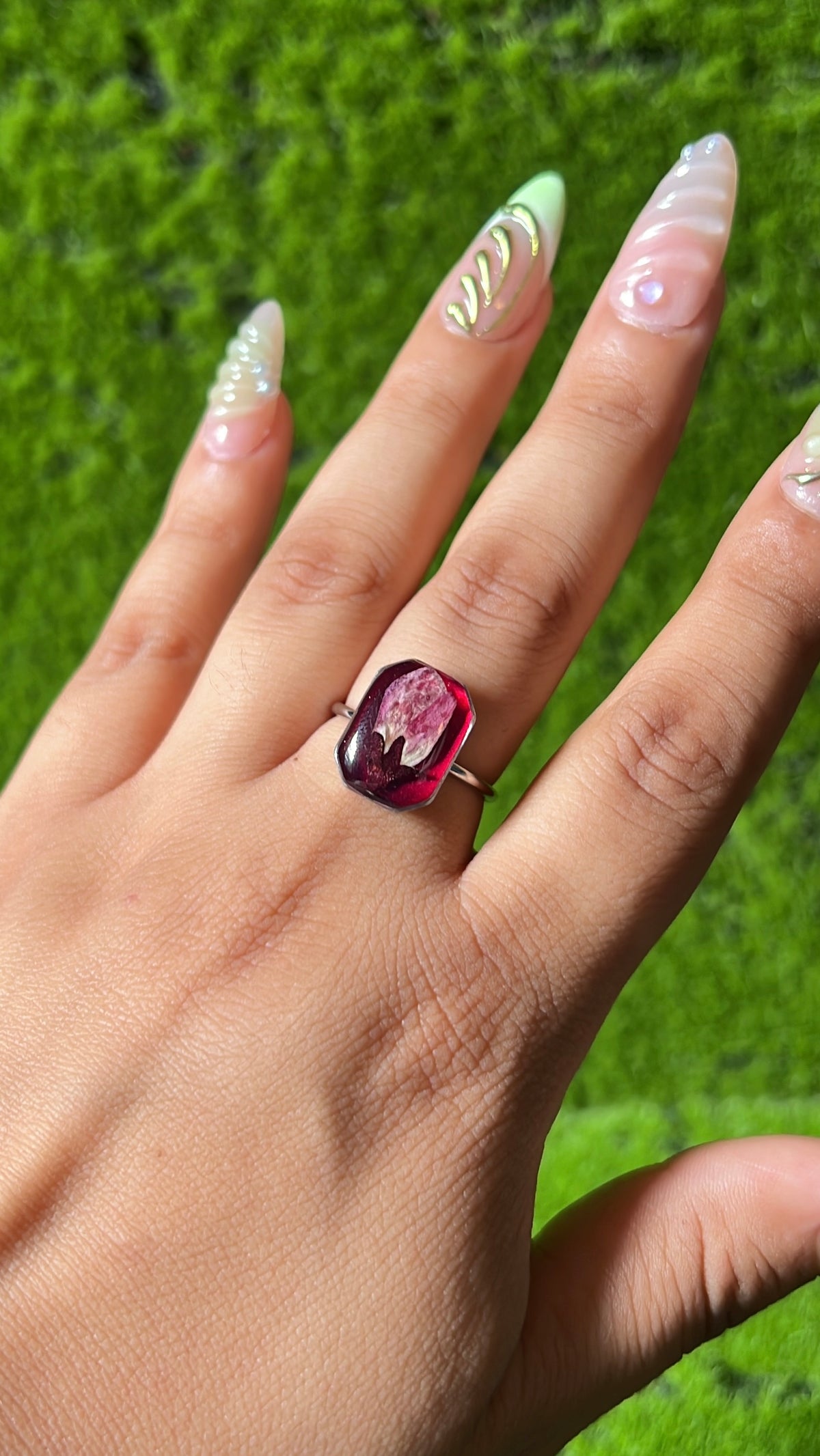 Aguita de Jamaica Octagon Flower Ring