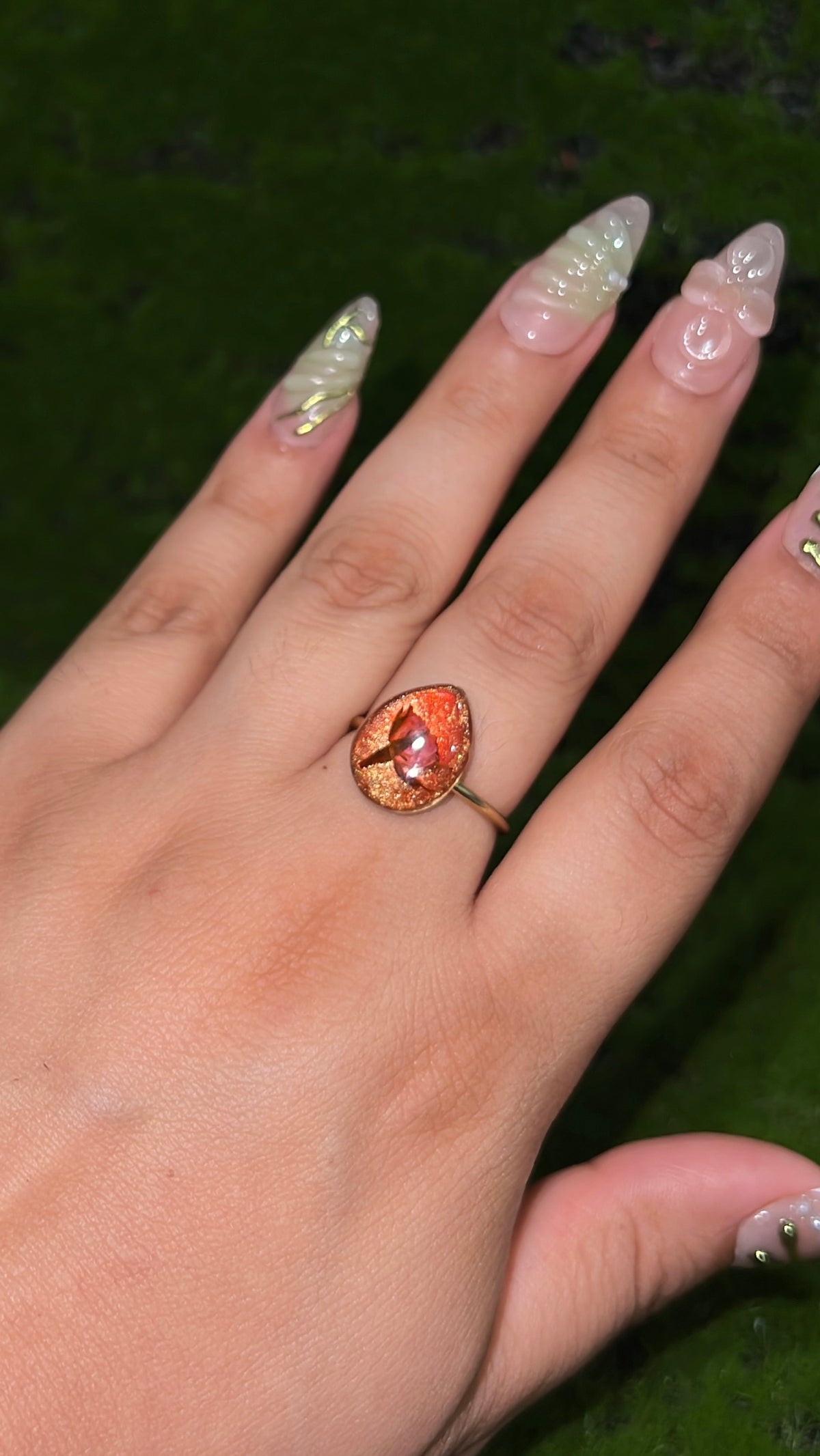 Burning Orange Real Flower Ring