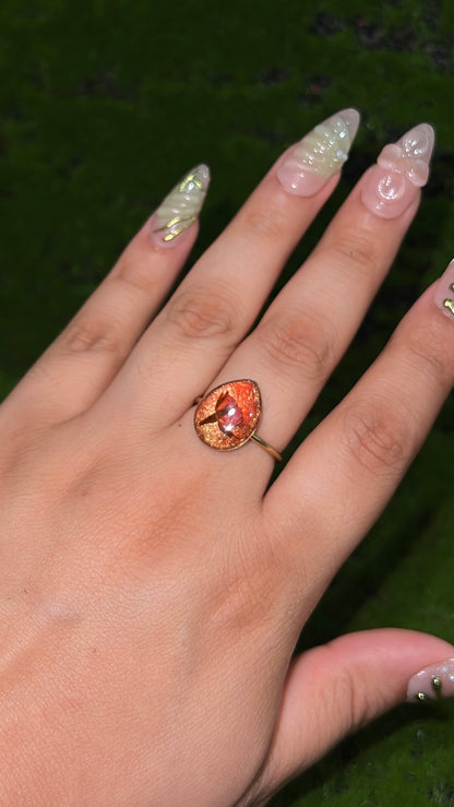 Burning Orange Real Flower Ring