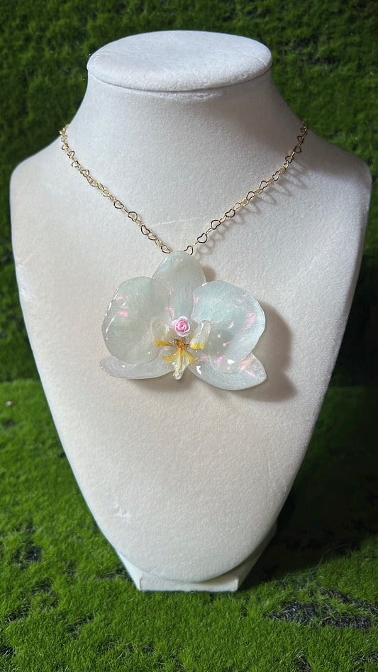 Strawberry Lemonade Real Orchid Necklace