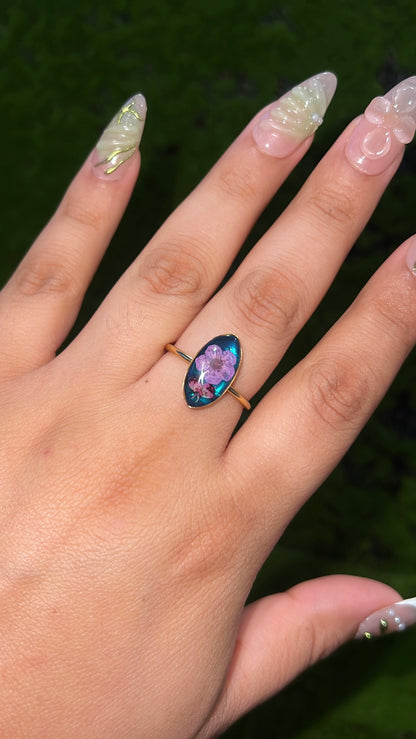 Ocean Blue Real Flower Ring