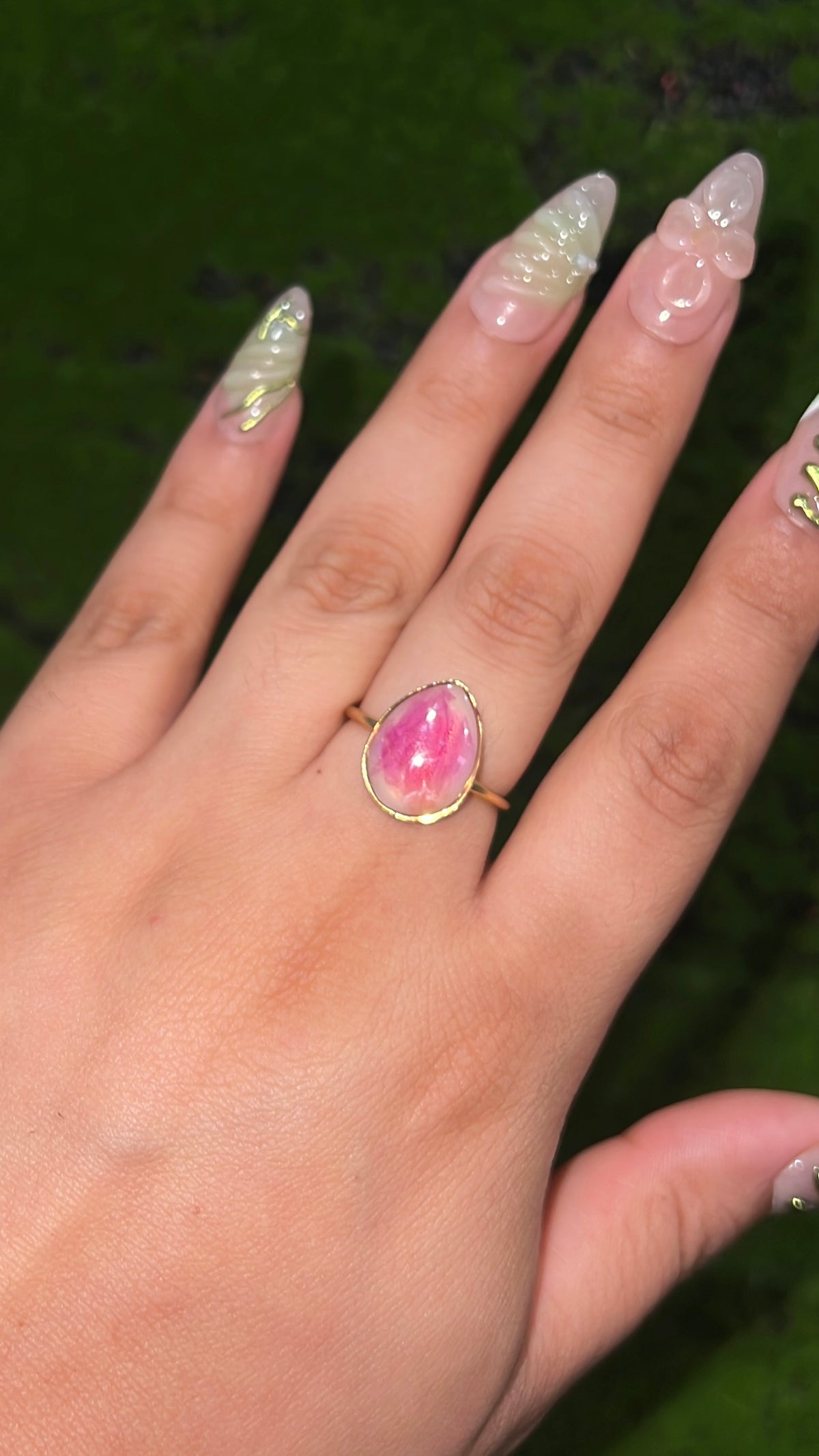 Pink Fog Real Flower Ring