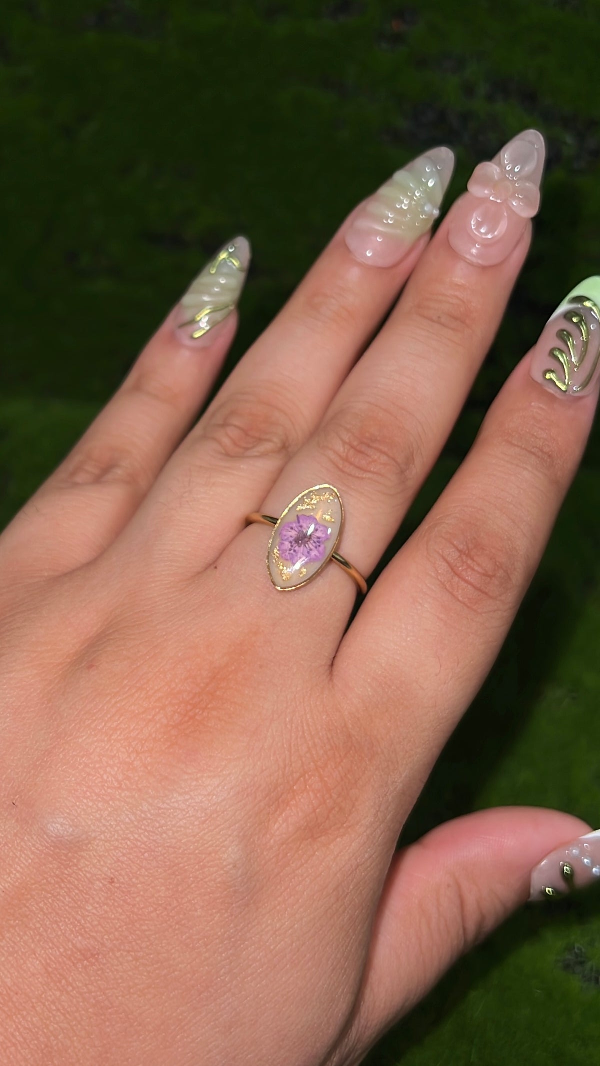 Flower Gold Real Flower Ring