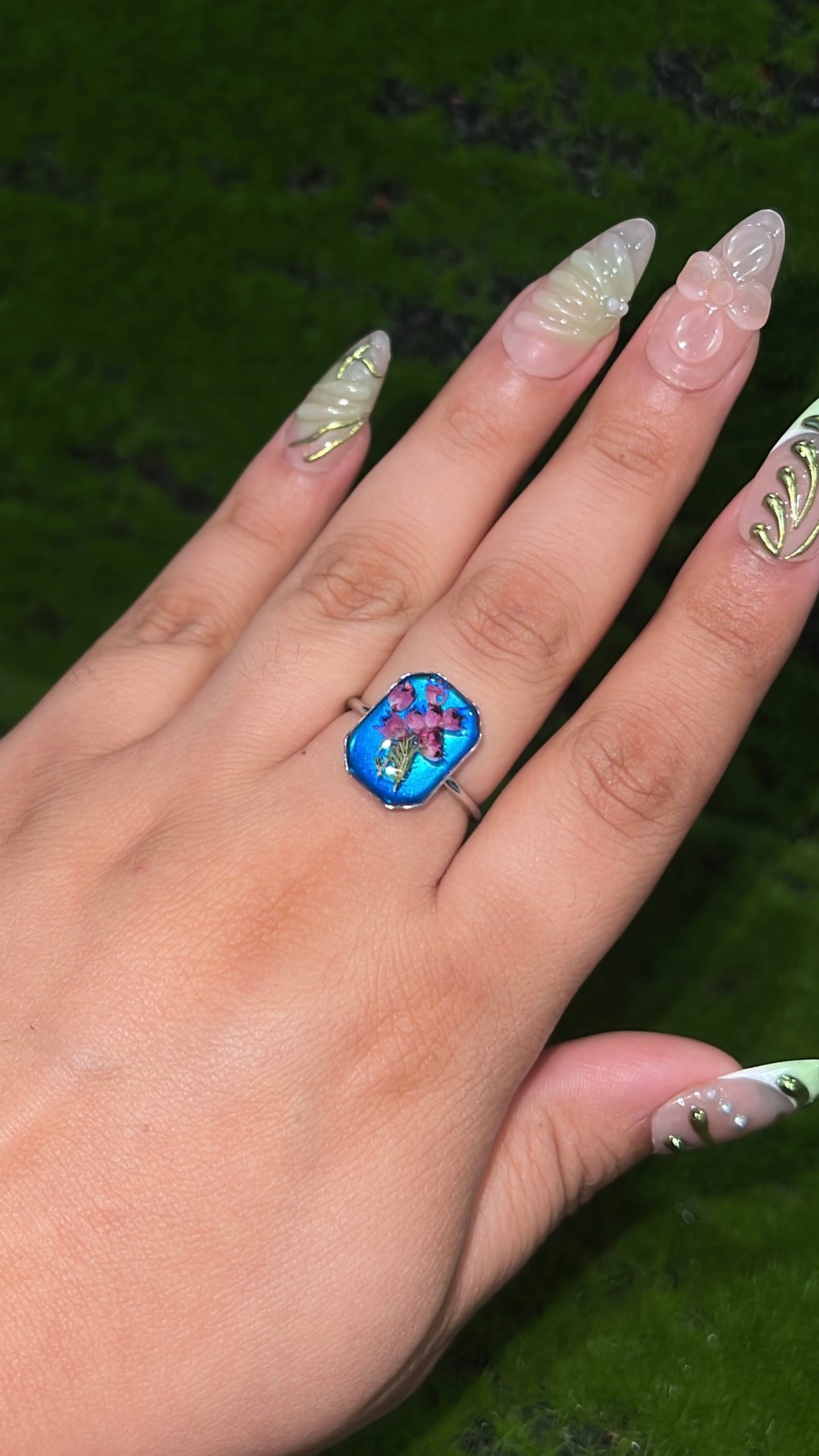 Mermaid Waters Real Flower Ring