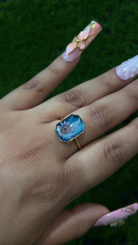 Summer Sky Real Flower Ring