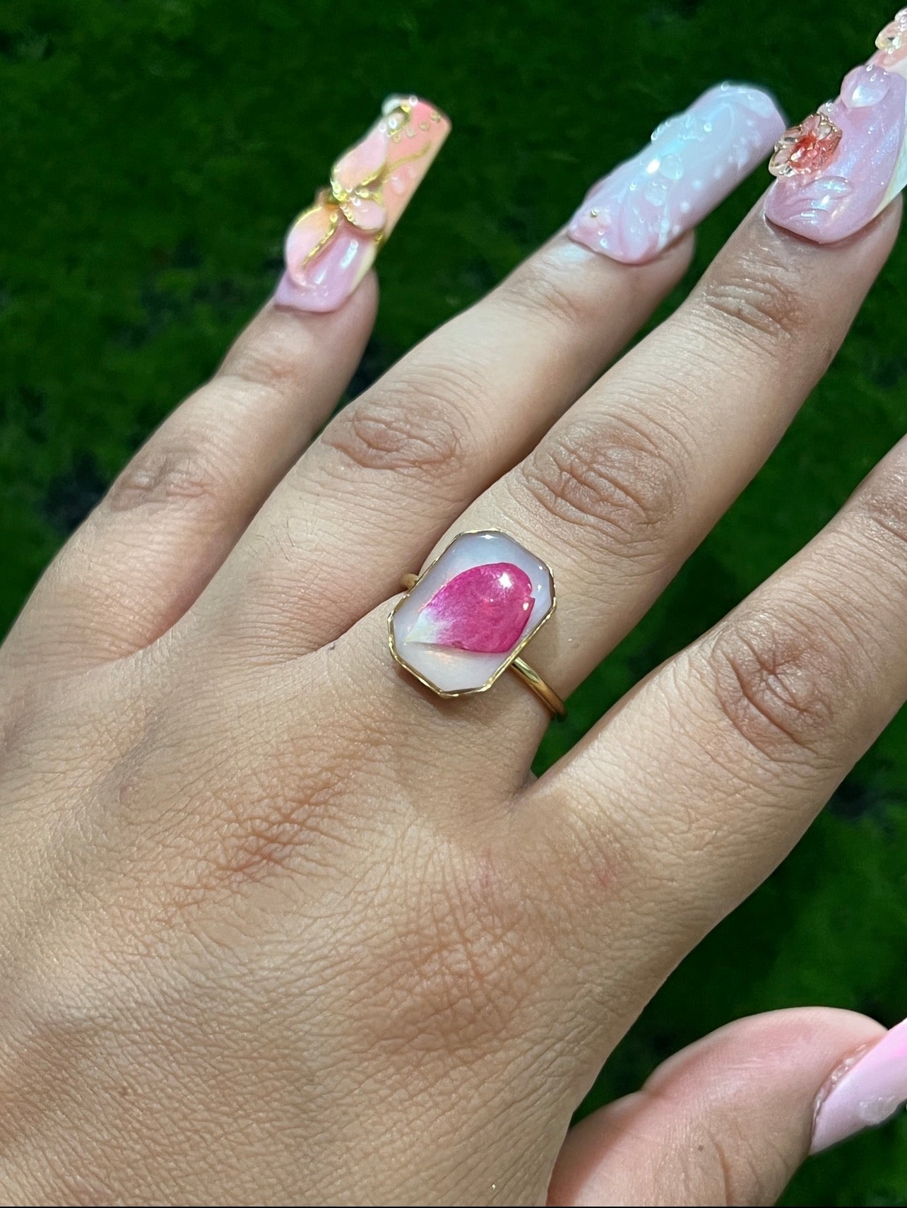 Rose Petal Real Flower Ring
