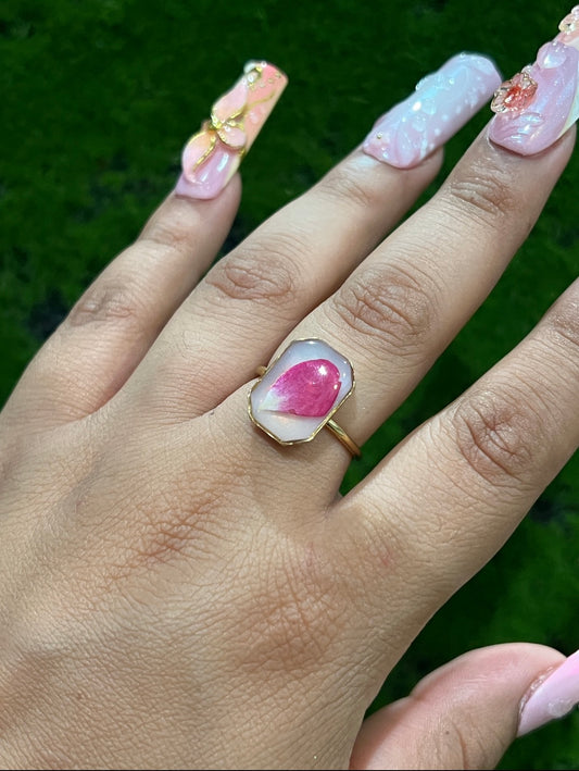 Rose Petal Real Flower Ring