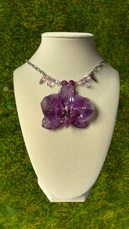 Purple Rain Real Orchid Necklace