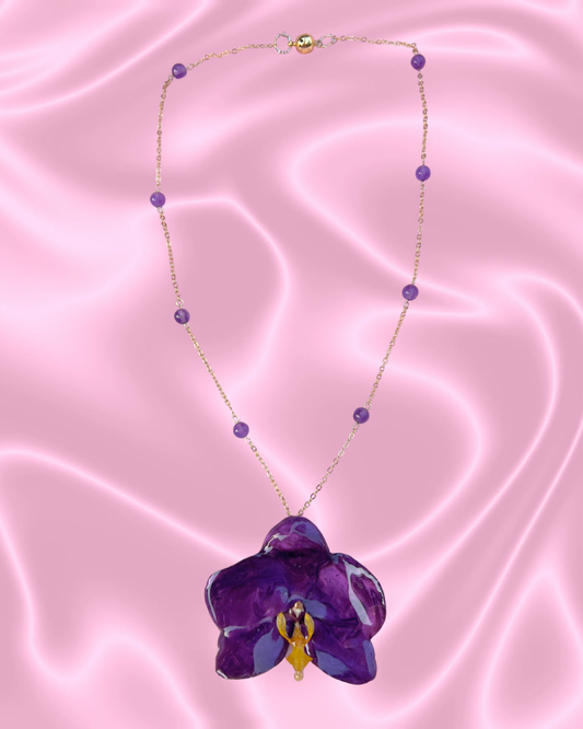 Amethyst Teleflora Real Orchid Necklace