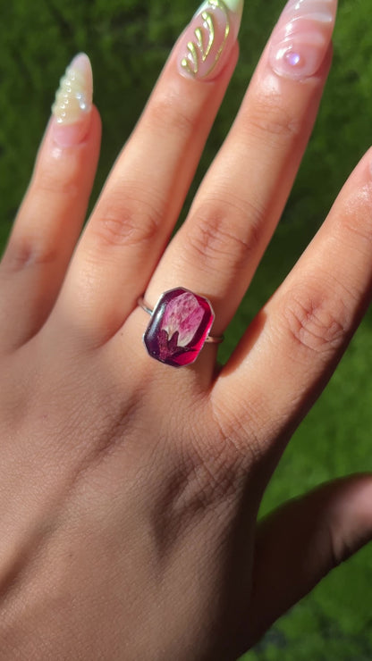 Aguita de Jamaica Octagon Flower Ring