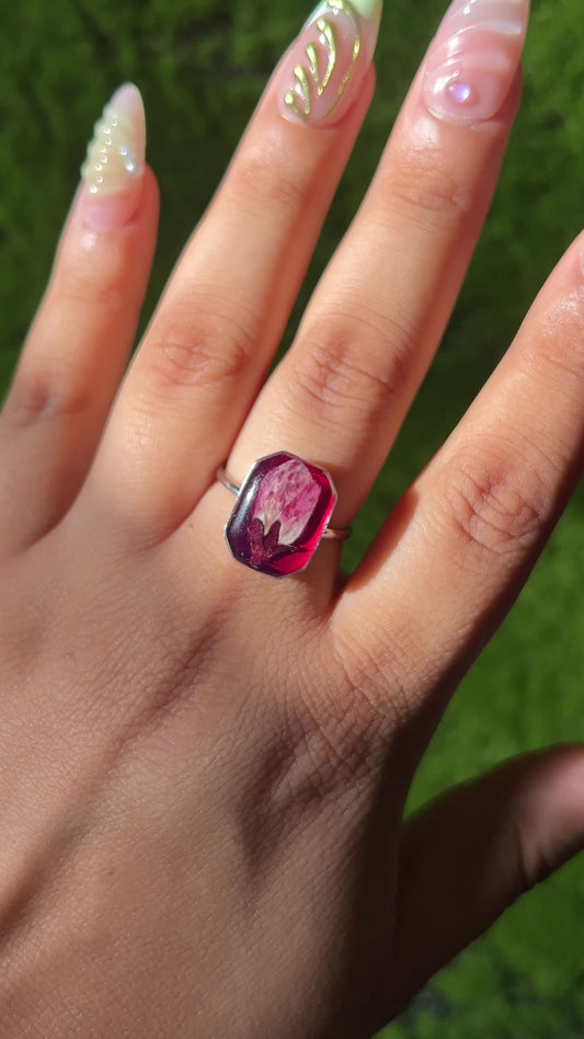 Aguita de Jamaica Octagon Flower Ring