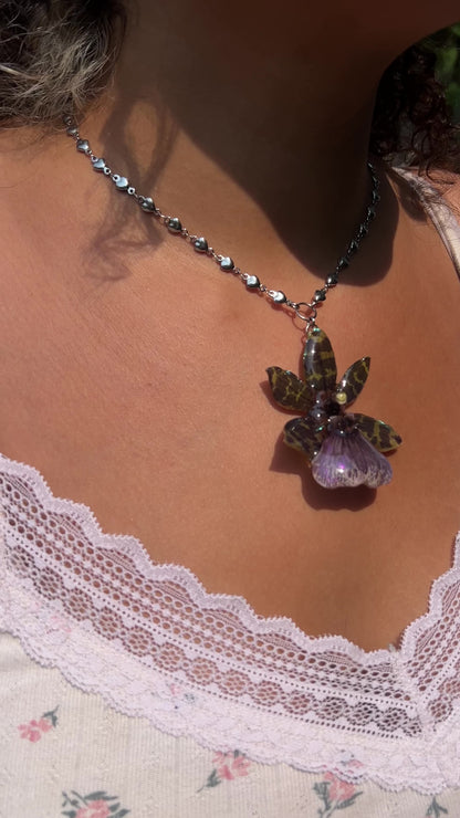 Fanged Fairy Real Orchid Necklace
