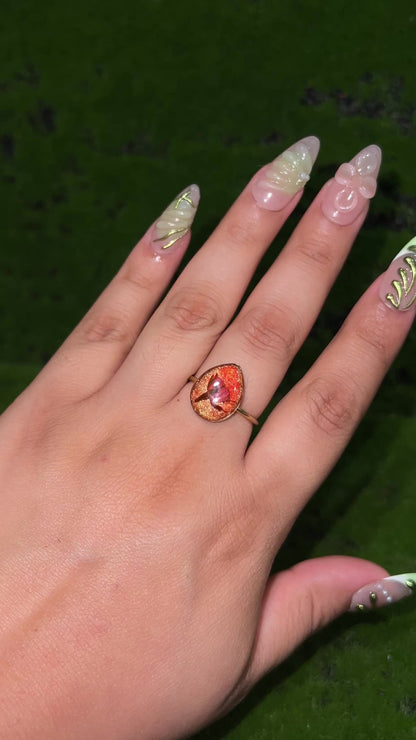 Burning Orange Real Flower Ring