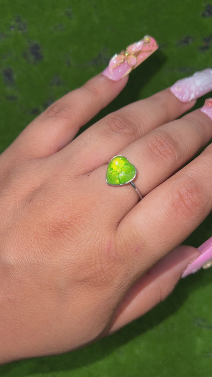 Green Slime Real Flower Ring