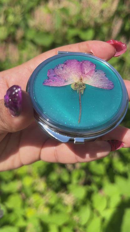 Lost in the Ocean Real Flower Compact Mirror