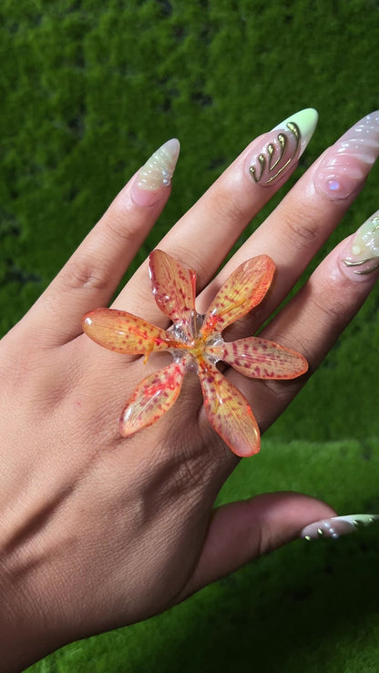 Fierce Real Leopard Lily Ring